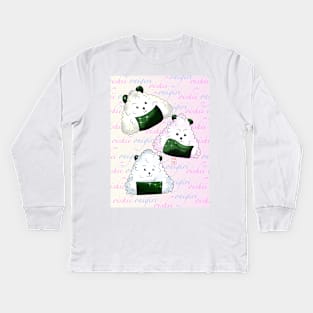 kawaii dog oishii onigiri rice balls Kids Long Sleeve T-Shirt